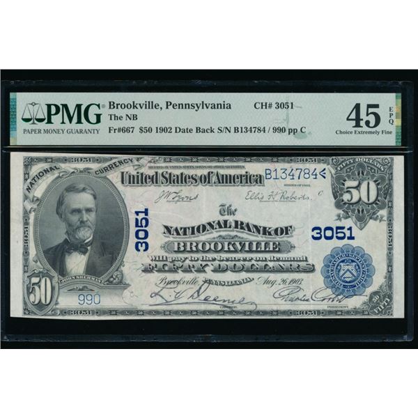 1902 $50 Brookville PA National PMG 45EPQ