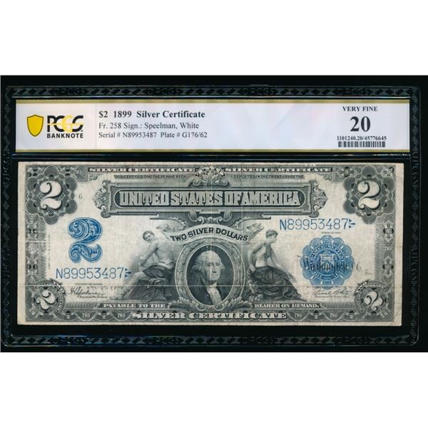 1899 $2 Mini Porthole Silver Certificate PCGS 20