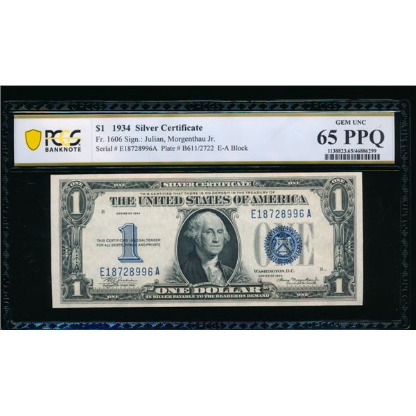 1934 $1 Silver Certificte PCGS 65PPQ