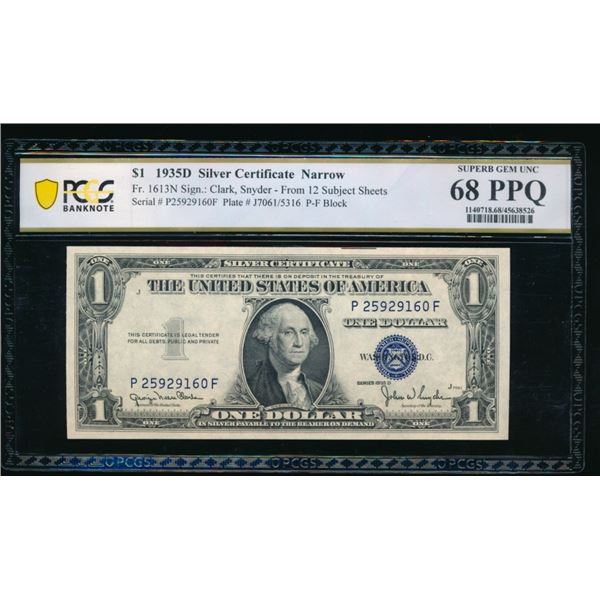 1935D $1 Silver Certificate PCGS 68PPQ