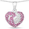 Image 2 : Plated Rhodium 2.25ctw Ruby and White Sapphire Pendant with Chain