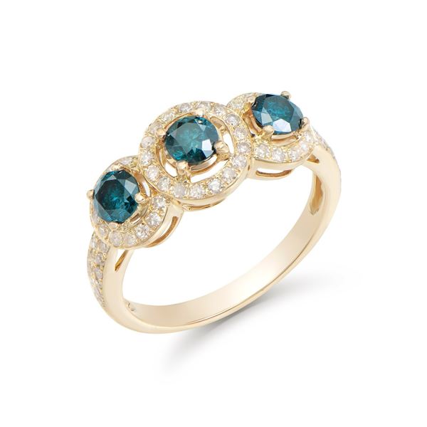 14KT Yellow Gold 1.27ctw Dark Blue Diamond Ring