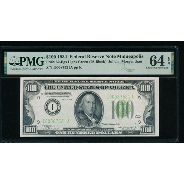 1934 $100 Minneapolis FRN PMG 64EPQ