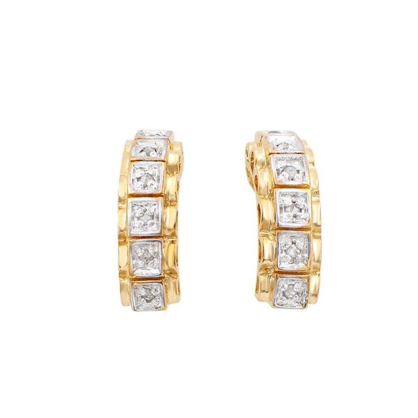 Plated 18KT Yellow Gold 0.12ctw Diamond Earrings