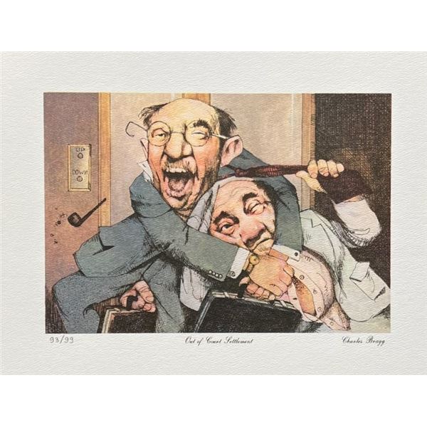 Charles Bragg OUT OF COURT SETTLEMENT Lithograph Lawyer Judge Art