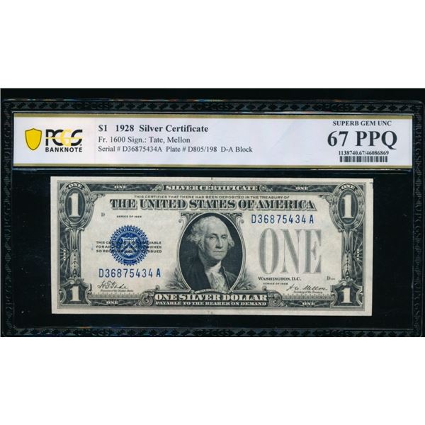 1928 $1 Silver Certificate PCGS 67PPQ