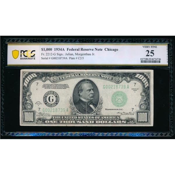 1934A $1000 Chicago FRN PCGS 25