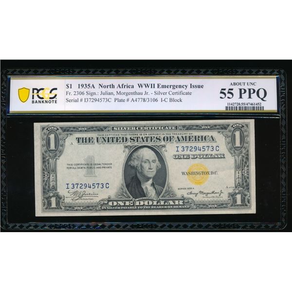 1935A $1 N Africa Silver Certificate PCGS 55PPQ