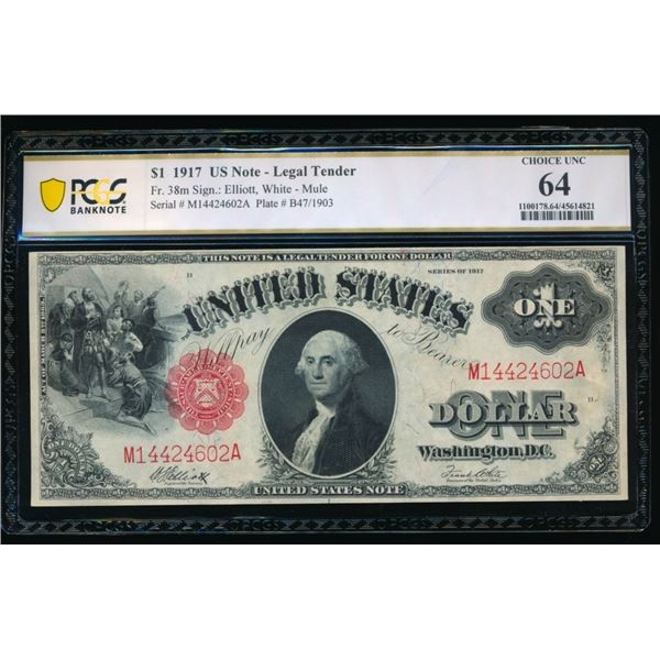 1917 $1 Legal Tender Note PCGS 64