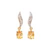 Image 1 : Plated 18KT Yellow Gold 2.04ctw Citrine and Diamond Earrings