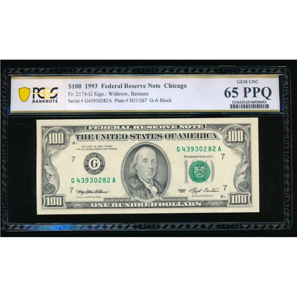 1993 $100 Chicago FRN PCGS 65PPQ