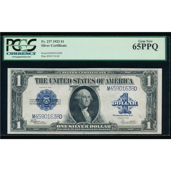 1923 $1 Silver Certificate PCGS 65PPQ