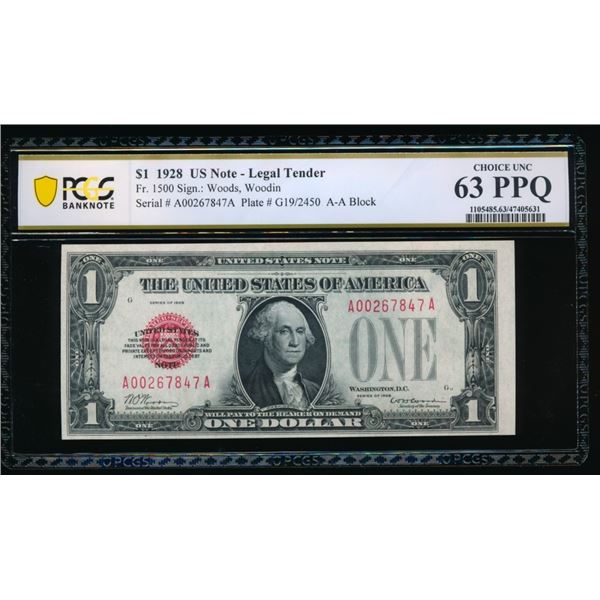 1928 $1 Legal Tender Note PCGS 63PPQ