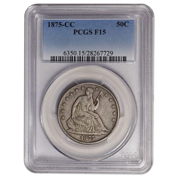 1875-CC Seated Liberty Half Dollar PCGS F15
