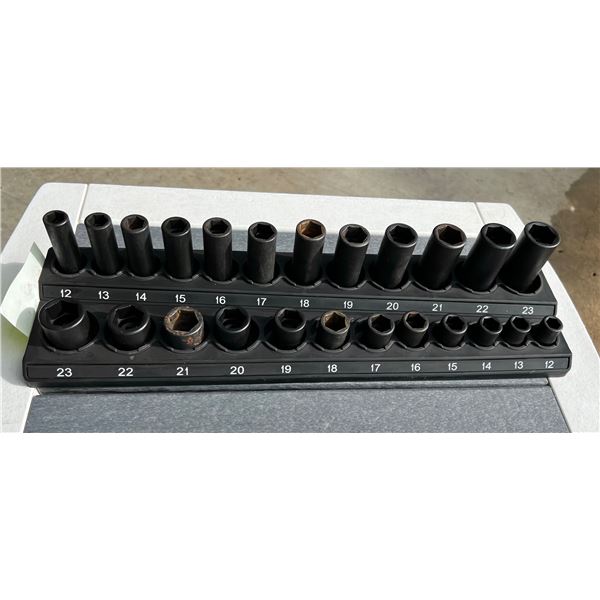 SNAP-ON IMPACT SOCKETS, DEEP WELL AND REGULAR SIX-POINT METRIC 12-MM ...