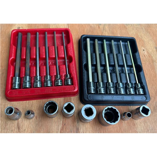 SNAP-ON LOT; EXTENDED ALLEN WRENCH SOCKETS (TWO SETS) PLUS ...