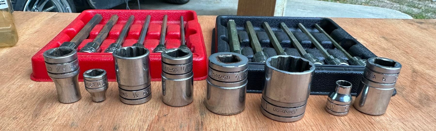 SNAP-ON LOT; EXTENDED ALLEN WRENCH SOCKETS (TWO SETS) PLUS ...