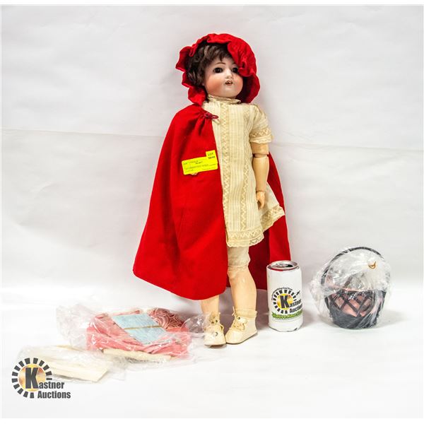 1911 GERMAN DOLL WITH RED RIDING COSTUME