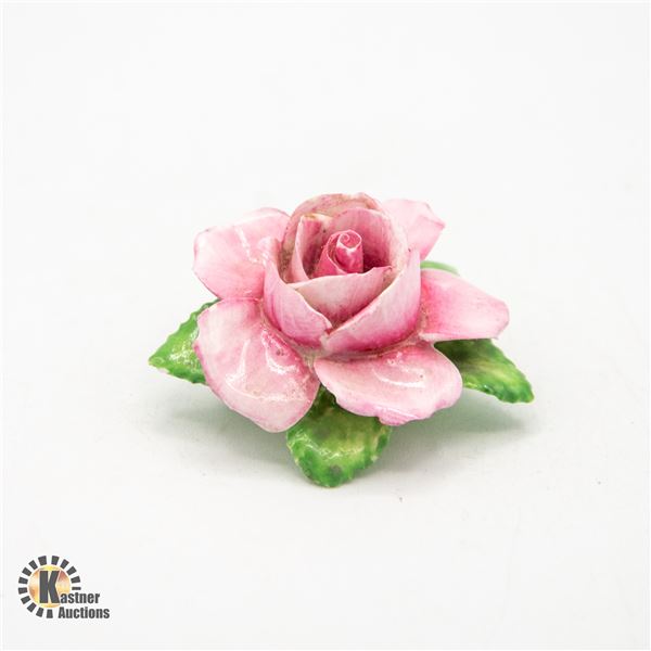 ANTIQUE COALPORT ENGLISH CHINA ROSE BROOCH