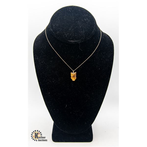 TIGERS EYE OWL PENDANT WITH CHAIN