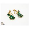 Image 1 : VINTAGE GREEN RHINESTONE EARRINGS