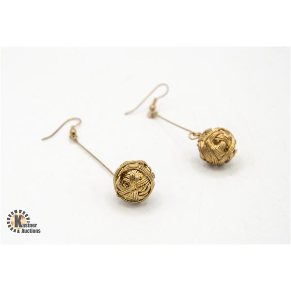 VINTAGE WOVAN BALL DROP EARRINGS