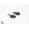 Image 1 : PAIR VINTAGE SILVER & BLACK STONE EARRINGS