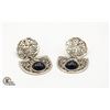 Image 1 : 1960S FILIGREE EARRINGS WITH BLACK STONE