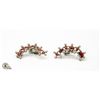 Image 1 : PAIR VINTAGE RED AND SILVER TONE EARRINGS