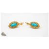 Image 1 : VINTAGE GOLD TONE AND BLUE DROP EARRINGS