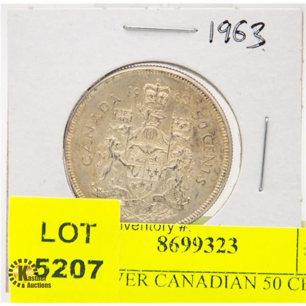 1963 SILVER CANADIAN 50 CENT COIN