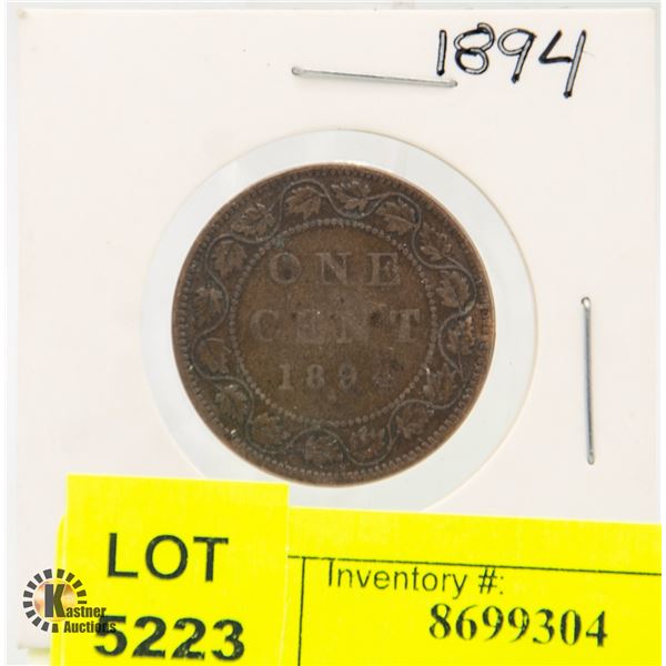 1894 CANADA ONE CENT VICTORIAN PENNY