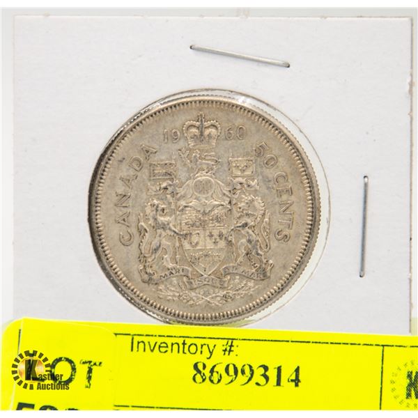 1960 SILVER CANADIAN 50 CENT COIN