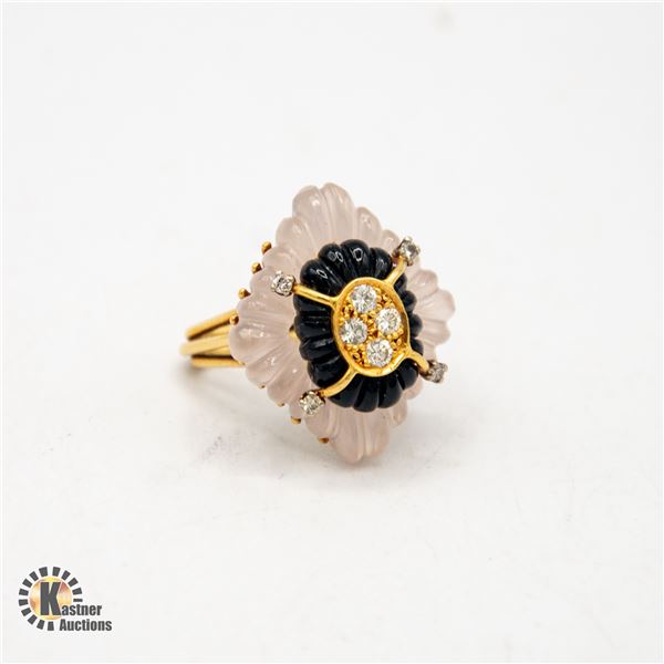 ANTIQUE 10K GOLD RING WITH DIAMOND CLUSTER