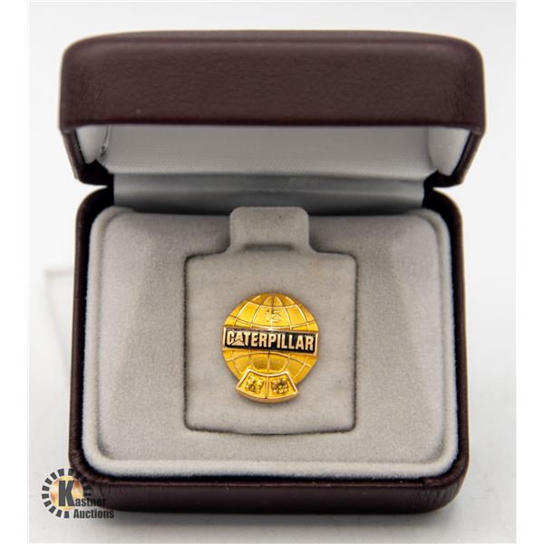 14K GOLD CATERPILLAR AWARD PIN WITH GEMSTONES