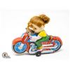 Image 1 : 1950S HAJI JAPAN TIN MOTORCYCLE WITH GIRL RIDER