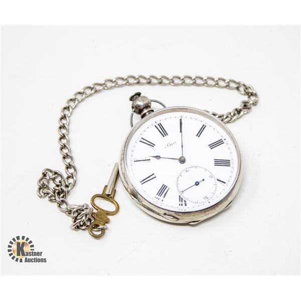 1800S SILVER CASED KEY WIND POCKET WATCH