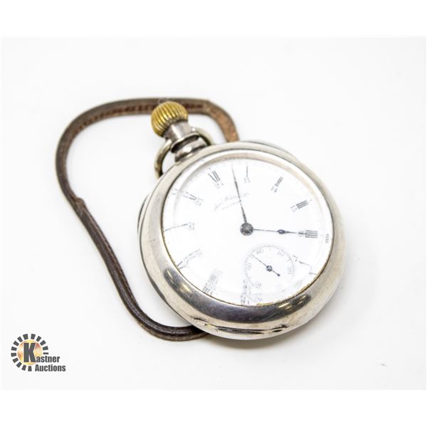 1888 WALTHAM COIN SULVER POCKET WATCH AS IS