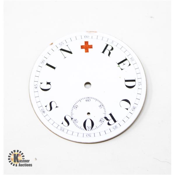 ANTIQUE ENAMEL RED CROSS GIN WATCH FACE