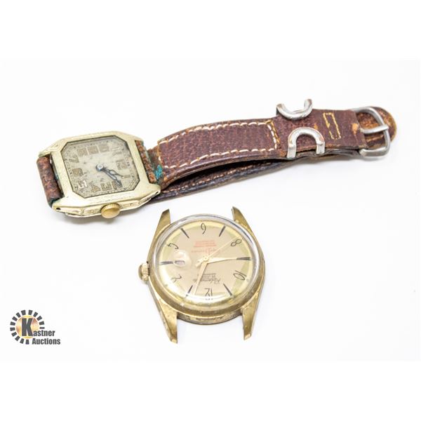 PAIR ANTIQUE MENS WATCHES FOR REPAIR