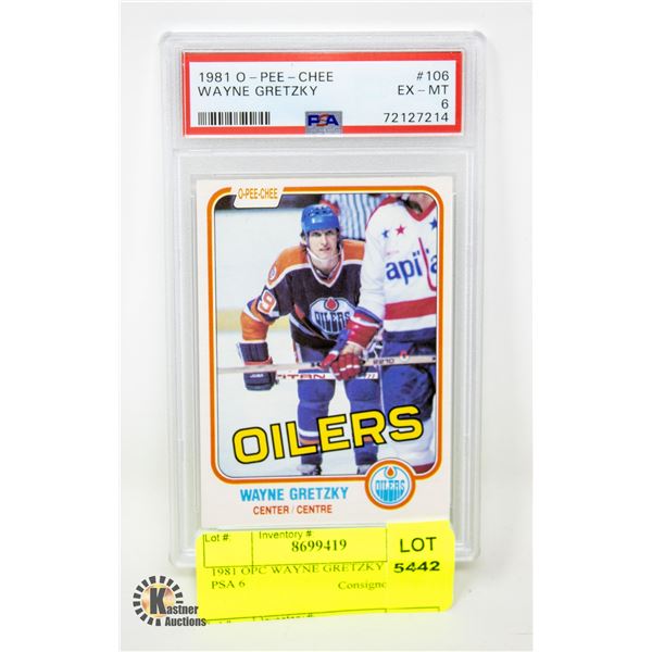 1981 OPC WAYNE GRETZKY CARD PSA 6