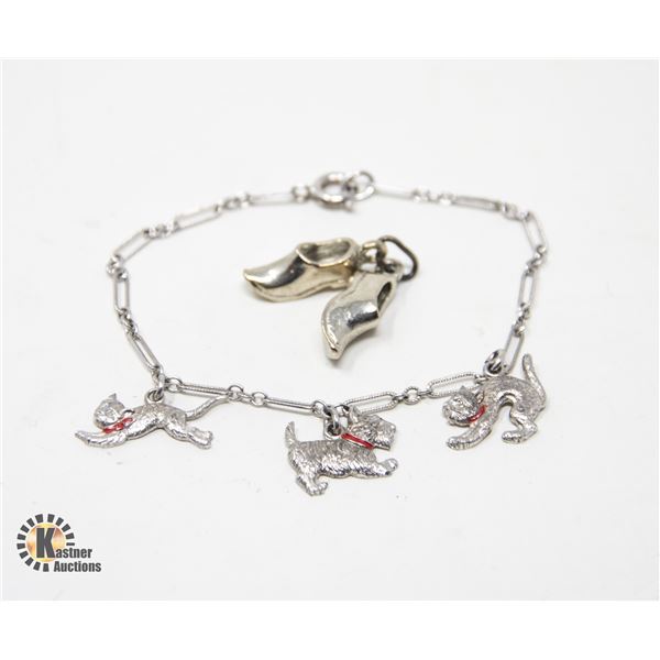 STERLING SILVER CHILDS CHARM BRACELET WITH CHARMS