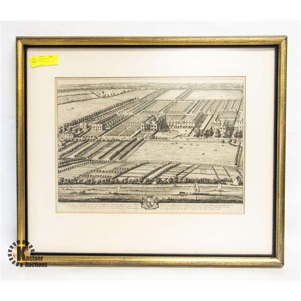 1700S ENGLISH BOOK LITHO PICTURE FRAMED