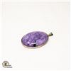 Image 1 : ANTIQUE SILVER PENDANT W/PURPLE STONE