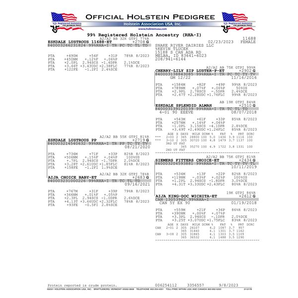 ESKDALE LUSTROUS 11688-ET - IVF Session