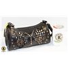 LEATHER HANDBAG BLACK W/INLAY + STUDS