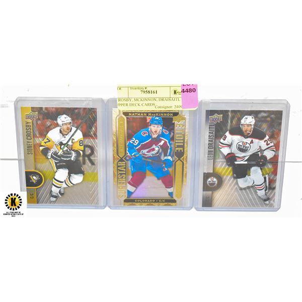 CROSBY, MCKINNON, DRAISAITL UPPER DECK CARDS