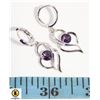 Image 1 : 80- 1.0 CT PURPLE CZ WITH CLEAR ACCENTS EARRINGS