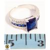 Image 1 : 70- 8 X 10 RADIANT CUT BLUE COLORED CZ WITH