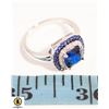 74- 7 MM RADIANT CUT BLUE CZ SURROUNDED BY CLEAR
